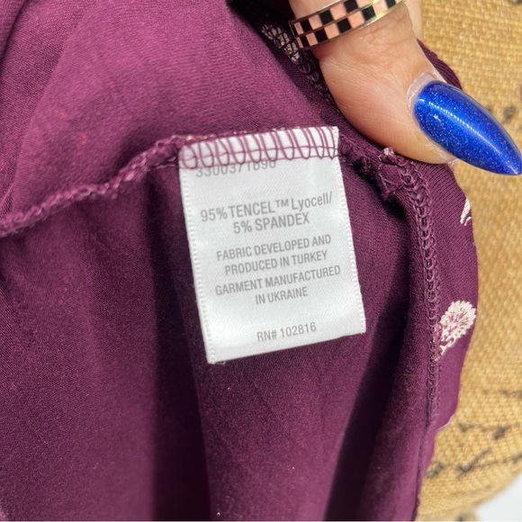 Garnet Hill Green Cotton Button Front Burgundy Knit Tank Dress Jersey Knit Comfy - Picture 7 of 10